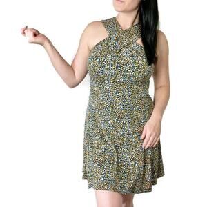 Michael Michael Yellow Kors Quinn Cross Neck Floral Dress Size Medium